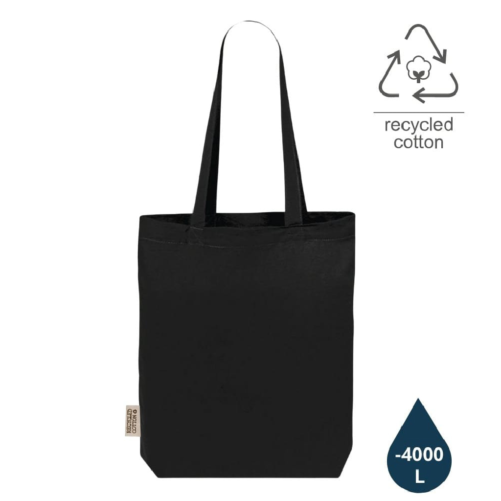 DARGUN - Recycled Cotton Tote Bag with Gusset - Black